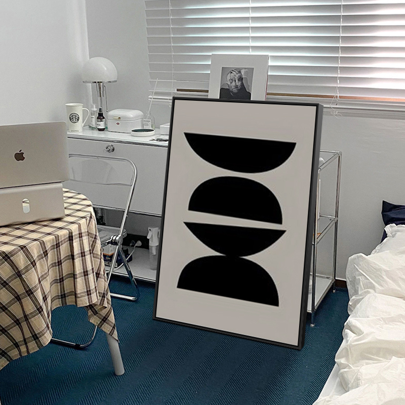 北欧韩系小众ins风抽象几何色块英文棋盘客厅装饰画床头挂画壁画图片