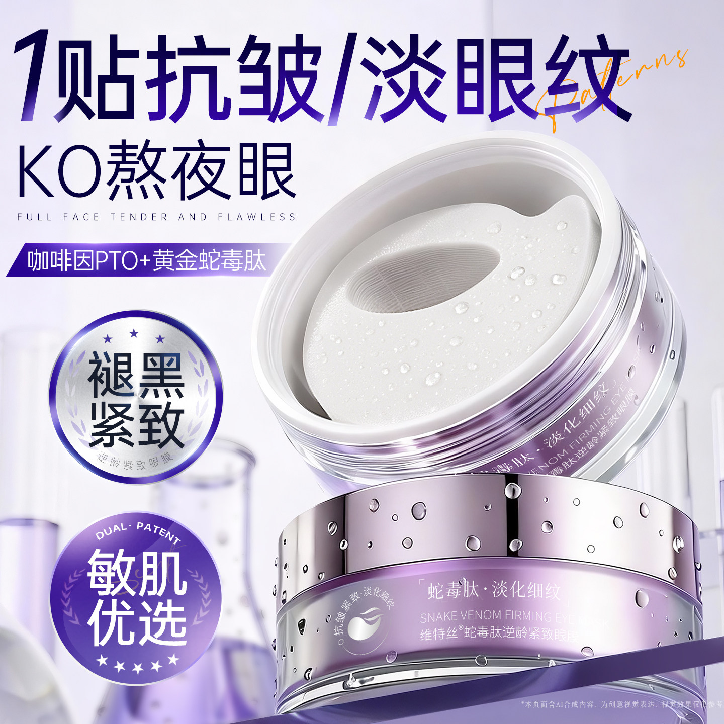 维特丝蛇毒眼膜抗皱紧致衰老细纹眼贴膜眼袋神器皱纹黑眼圈去淡化