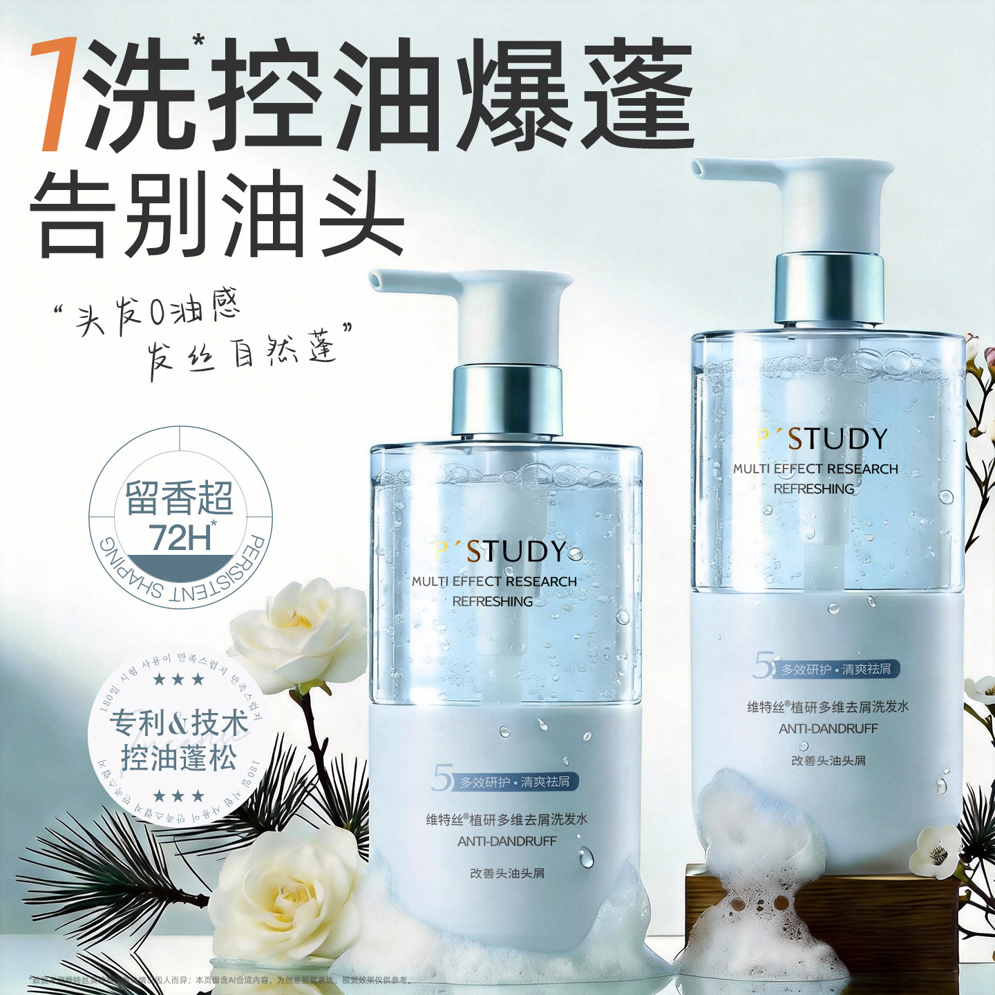 洗发水控油蓬松去屑止痒男女士洗头膏柔顺滋养品牌正品官方旗舰店