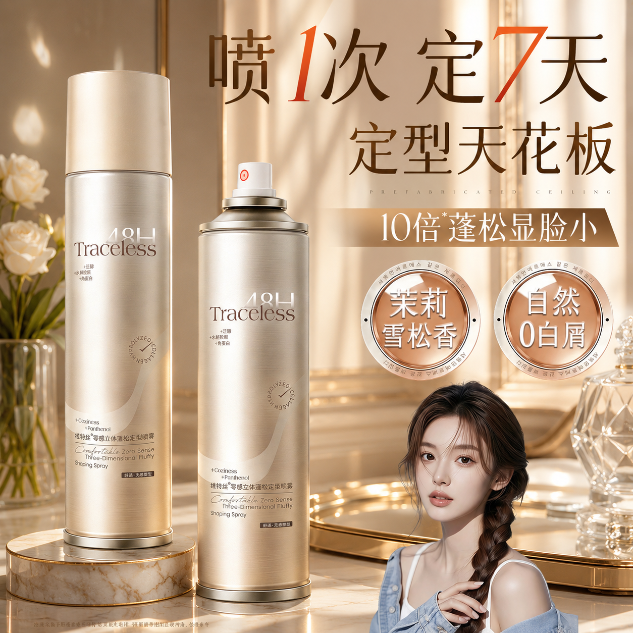 维特丝定型喷雾女刘海自然蓬松持久清香头发型高颅顶卷发干胶发胶