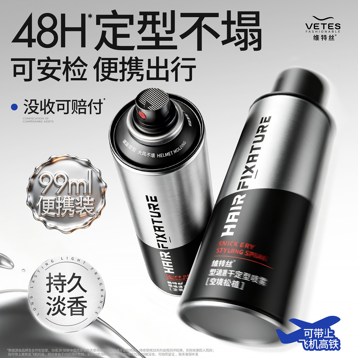 维特丝发胶小瓶定型喷雾旅行装干胶发泥可上飞机高铁过安检便携装