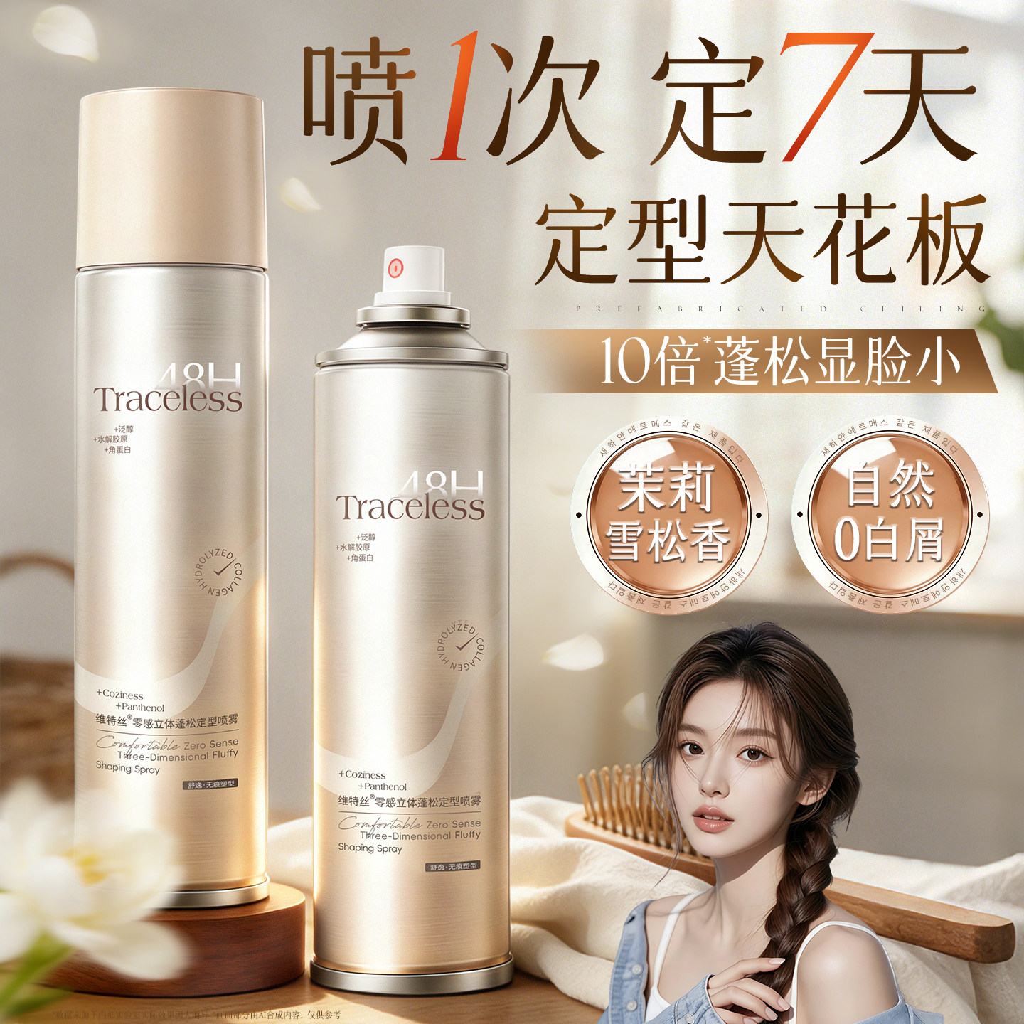 定型喷雾女刘海自然蓬松持久清香头发发型高颅顶卷发干胶发胶神器