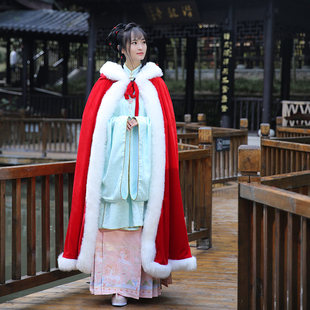 奴妲宫原创汉服斗篷冬长款斗篷女冬加厚古风秋冬披风汉服正版原创