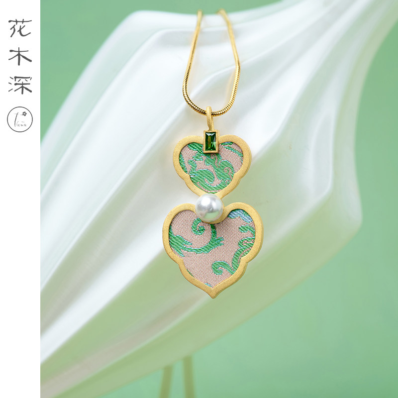 花木深中式葫芦项链女配饰轻奢铜镀18K金宋锦吊坠【明星同款店】