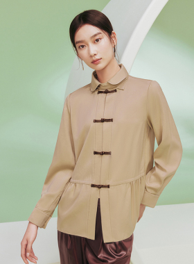 【博主同款】花木深盘扣衬衫女长袖新中式改良唐装上衣女黑色衬衣