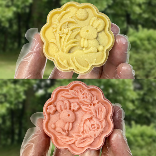 花前月下兔月饼模具75克