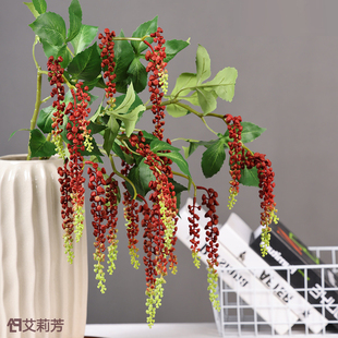 商陆果仿真绿植挂壁果藤森系橱窗造景装饰家居插花配叶花艺山萝卜