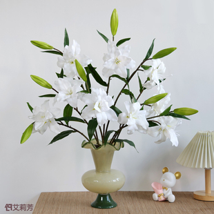 2头重瓣百合花仿真花单支家居插花假花酒店婚庆装饰场景布置花艺