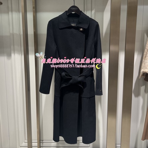 SCOFIELD中长款通勤腰带毛呢大衣