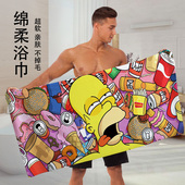 新款 卡通动漫辛普森浴巾男女游泳健身运动擦汗不掉毛吸水吸汗毛巾