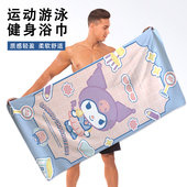 新款 卡通动漫浴巾女运动擦汗巾大毛巾速干吸水便携游泳浴巾沙滩巾