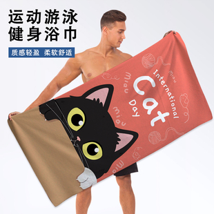 猫咪毛巾浴巾女可爱健身运动擦汗巾大毛巾游泳洗澡浴巾沙滩巾 新款