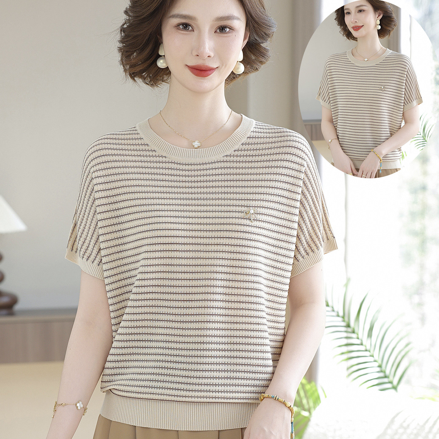 洋气妈妈夏装新款短袖小衫2026年中老年女装夏季时尚T恤上衣套装