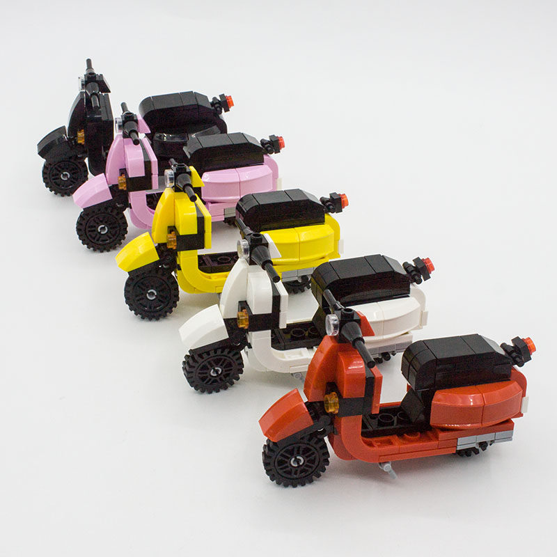 韦士柏赫本同款小绵羊摩托车 拼插积木男孩拼装玩具礼物moc小颗粒