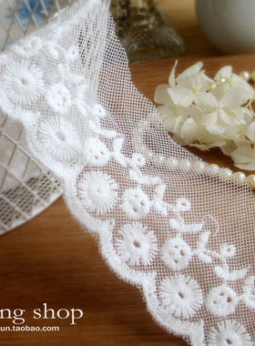 蕾丝花边辅料320白色棉线网纱刺绣手工沙发衣服装饰窗帘2米双12优