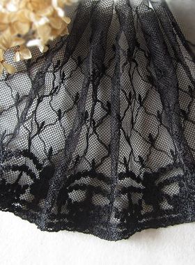 凌儿蕾丝花边辅料620外贸黑色网纱刺绣礼服头饰服装手工布料双12