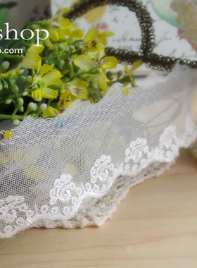 凌儿蕾丝花边辅料307白色网纱刺绣礼服头饰服装手工布料双12优质