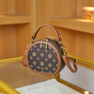 新款女包潮手提包复古手机包欧美印花小圆包双层单肩斜挎小包包
