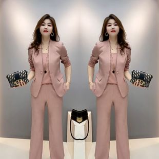 減齡三件套打底衫 歐洲站高端女裝 輕奢氣質春季 新款 子潮 西服外套褲