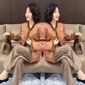 新中式 洋气减龄毛毛边提花显瘦长袖 外套女 新款 复古轻奢高级感冬季