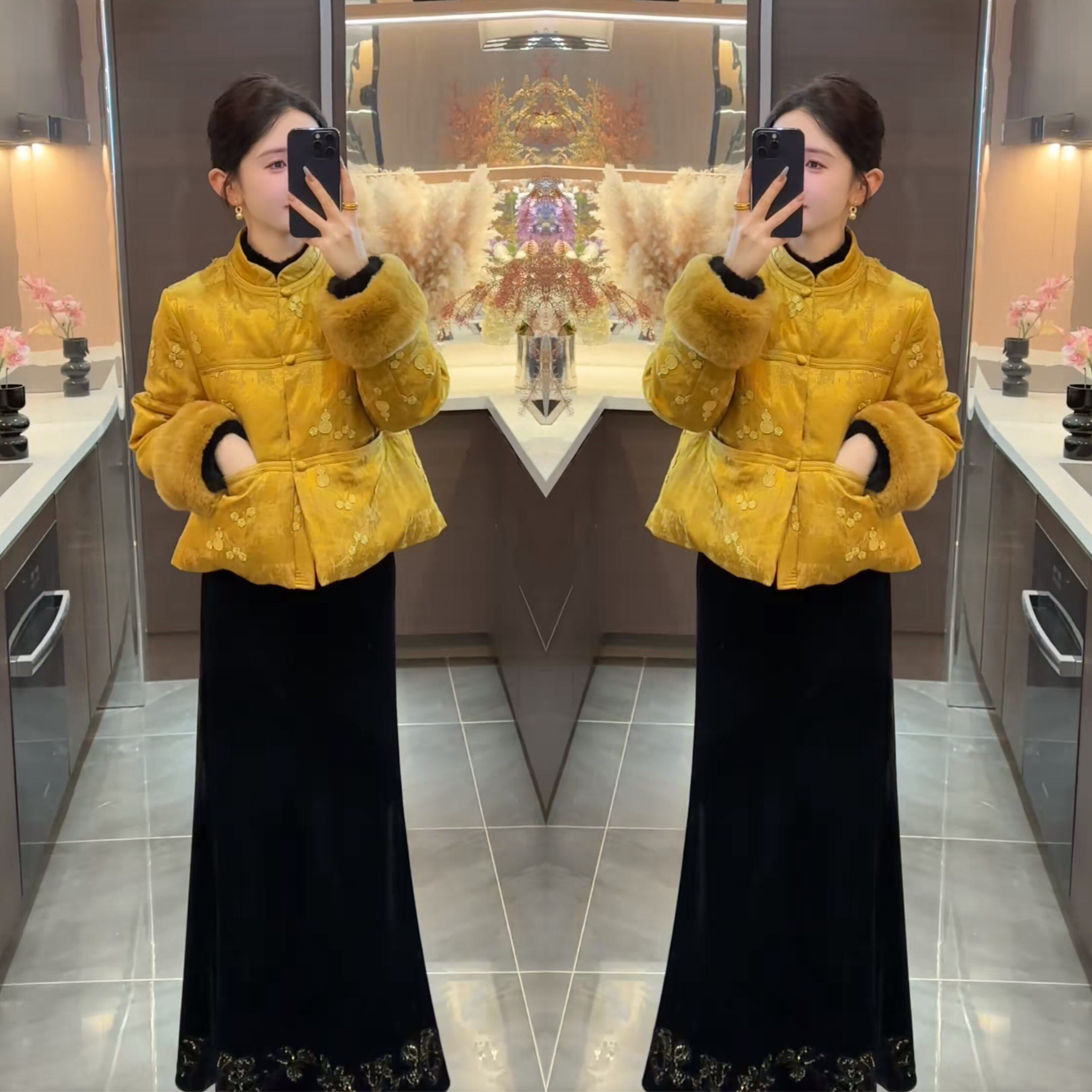 网红爆款新中式复古国风优雅重工提花短款时髦毛毛袖女士棉服外套,女装/女士精品,上衣,淘宝优惠券,粉丝福利购,淘宝优惠卷