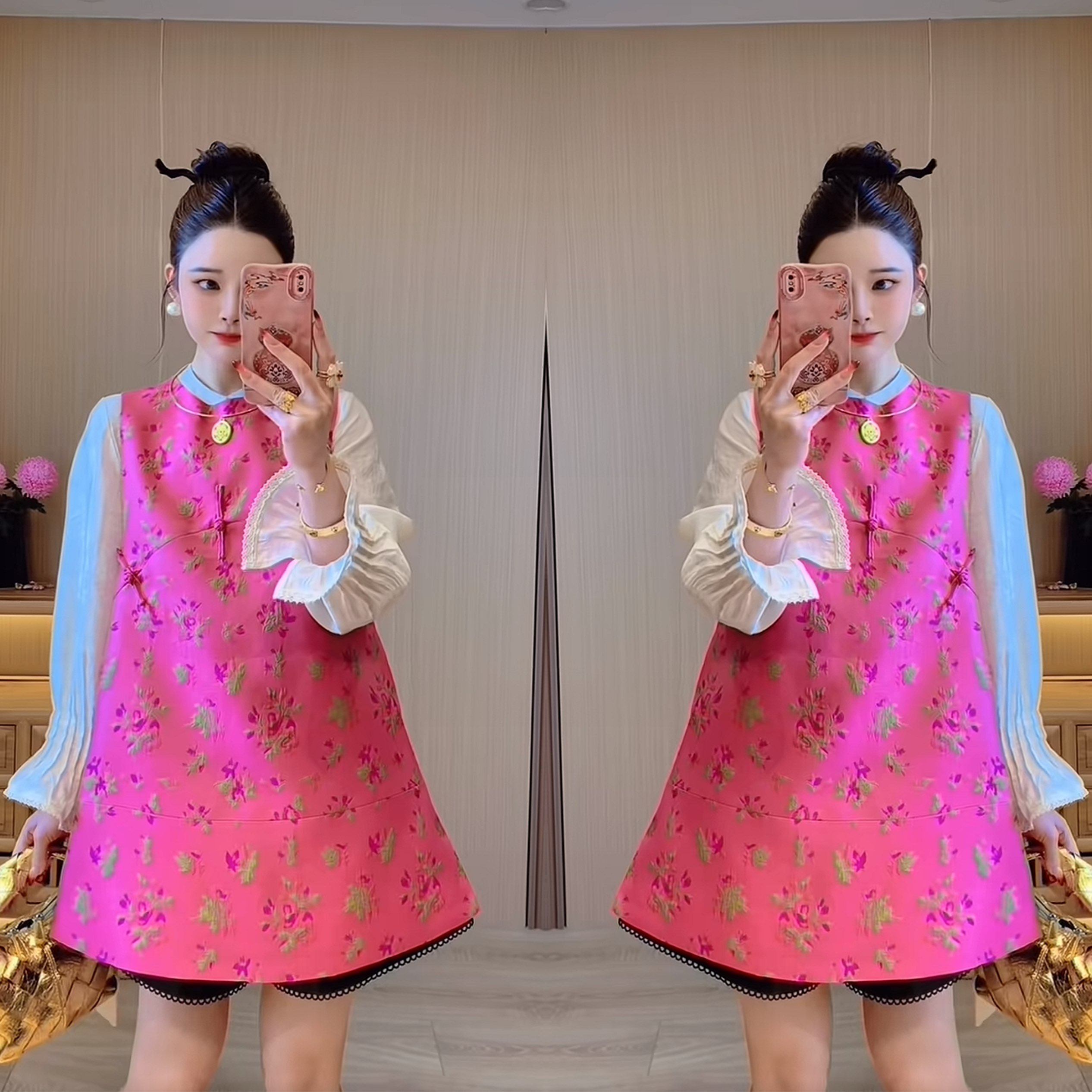 网红炸街同款减龄新中式女装国穿搭洋气碎花复古无袖马甲裙衬衫潮,女装/女士精品,上衣,淘宝优惠券,粉丝福利购,淘宝优惠卷