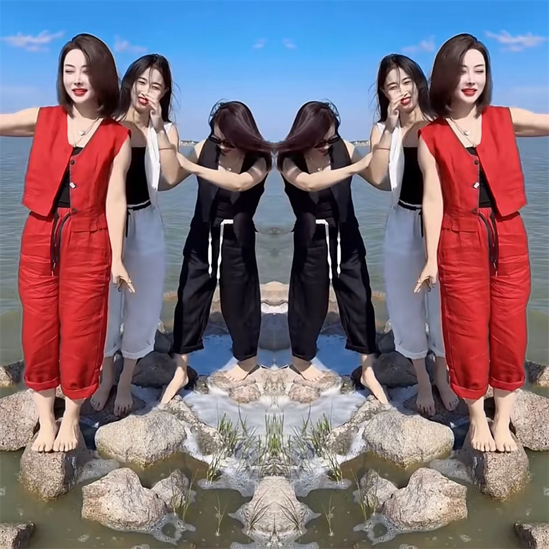 抖音爆款网红时尚休闲风2024年夏季新款套装百搭马夹上衣阔腿裤女,女装/女士精品,时尚套装,淘宝优惠券,粉丝福利购,淘宝优惠卷