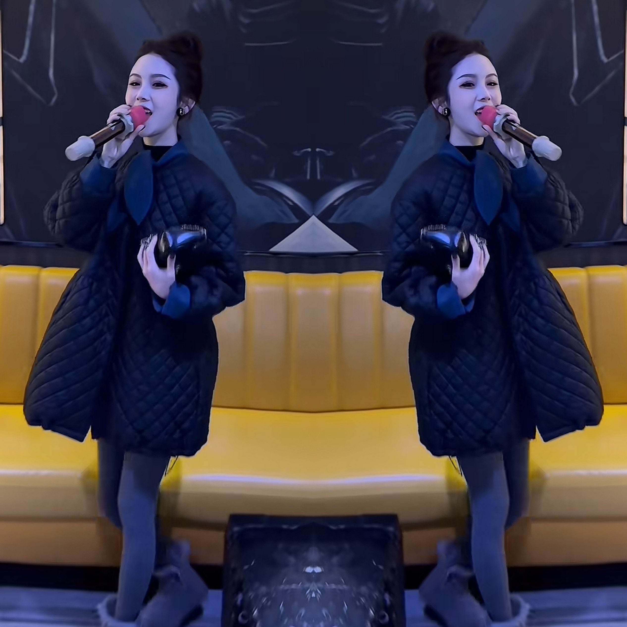 爆款菱形格宽松设计感棉服外套