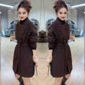 网红爆款 高级感轻奢气质减龄纯色赫本风收腰修身 女神范百搭外套潮