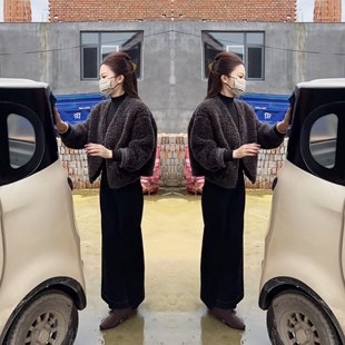 子 毛毛外套搭配休闲裤 抖音网红爆款 高级感洋气减龄气质女神范韩版