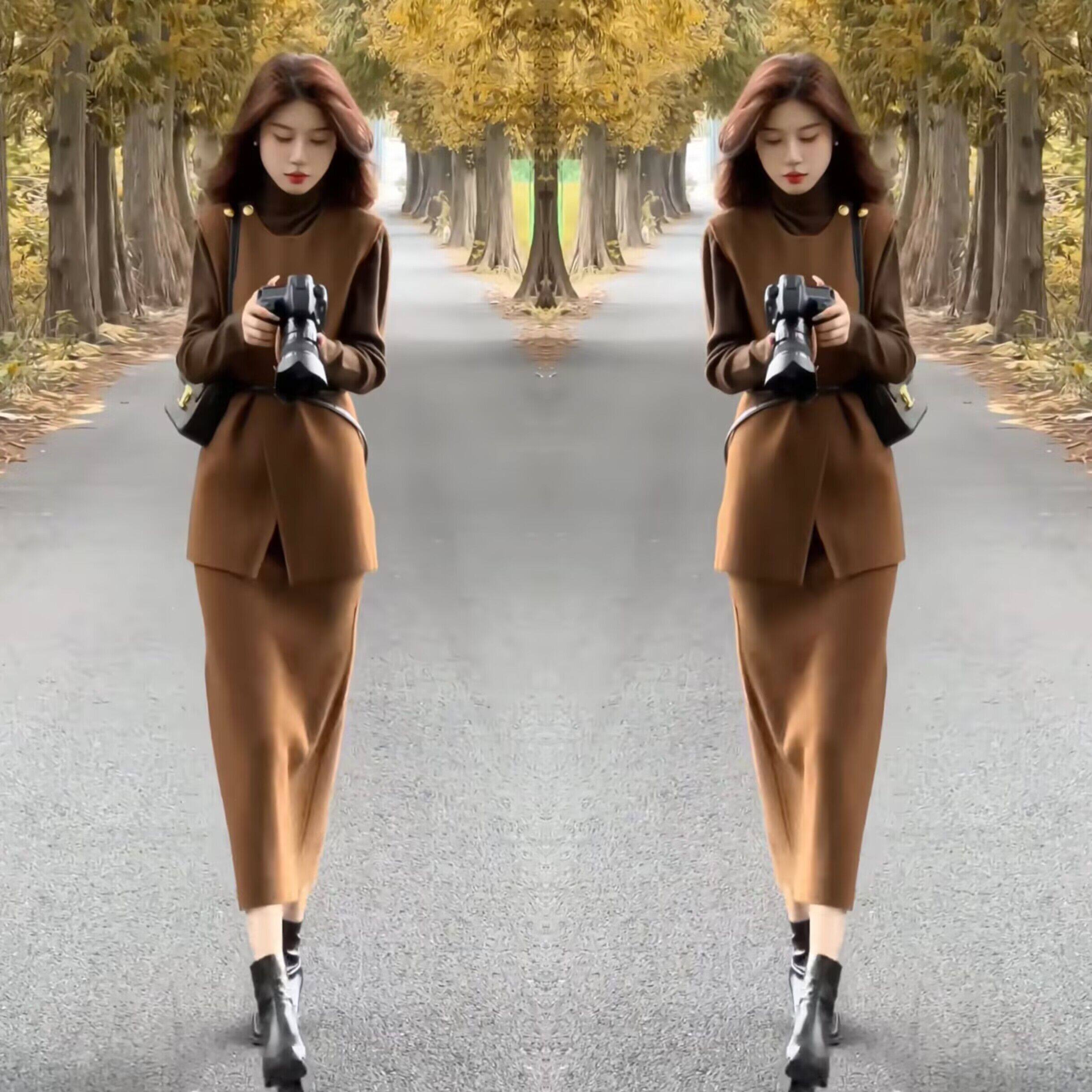 爆款女装复古法式减龄优雅洋气显瘦收腰三件套高领小衫马夹半身裙,女装/女士精品,时尚套装,淘宝优惠券,粉丝福利购,淘宝优惠卷