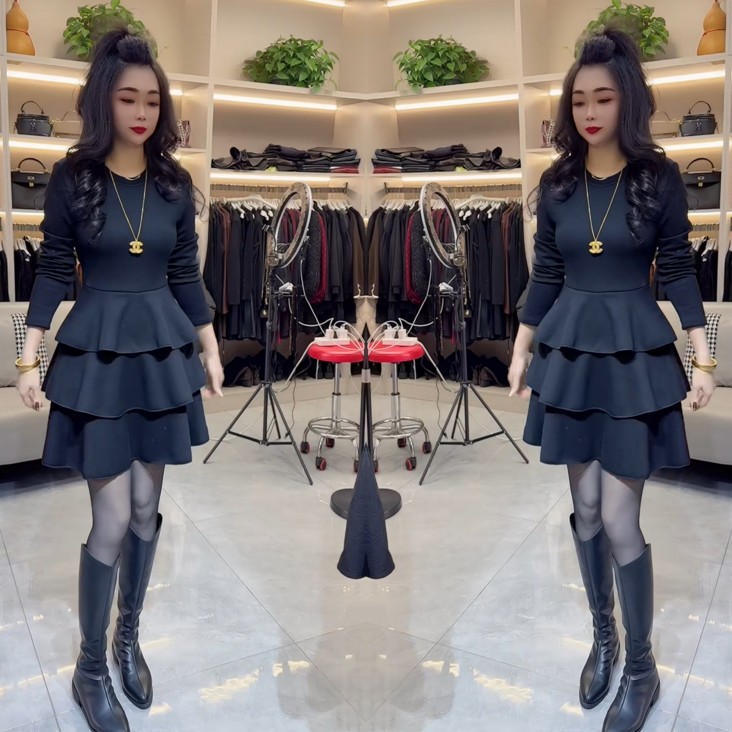 网红爆款高级感洋气轻奢显瘦收腰修身遮肉时髦蛋糕女神范连衣裙潮,女装/女士精品,民族服装/舞台装,淘宝优惠券,粉丝福利购,淘宝优惠卷