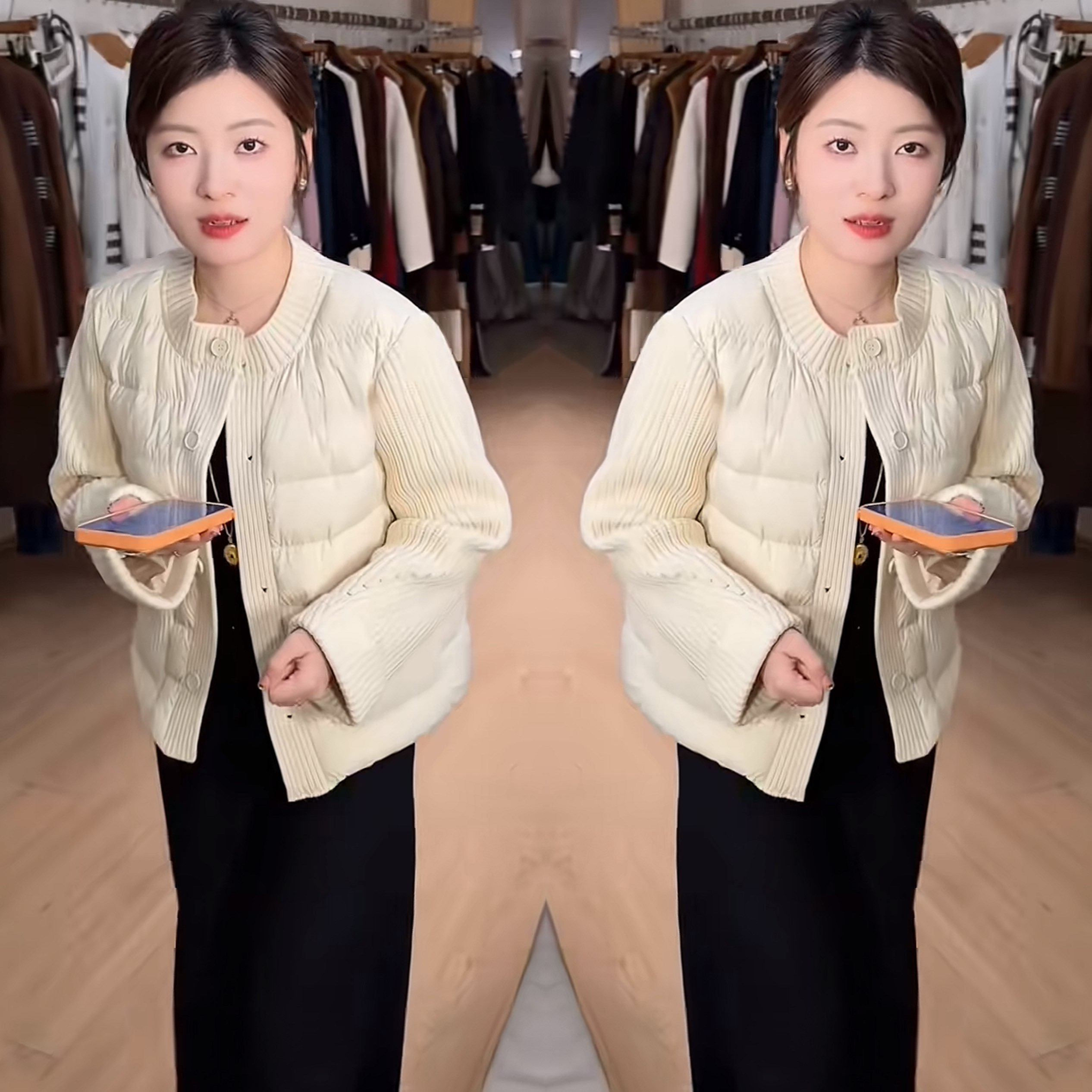 时尚潮流网红炸街同款简约韩版气质圆领百搭针织拼接设计棉服外套,女装/女士精品,上衣,淘宝优惠券,粉丝福利购,淘宝优惠卷