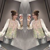 复古国风优雅重工刺绣马甲搭配衬衫 网红爆款 高级感洋气减龄新中式