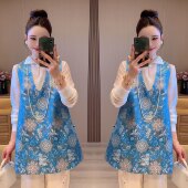 国风优雅精致时髦新中式 复古国风贵气提花设计感两件套马甲裙衬衫