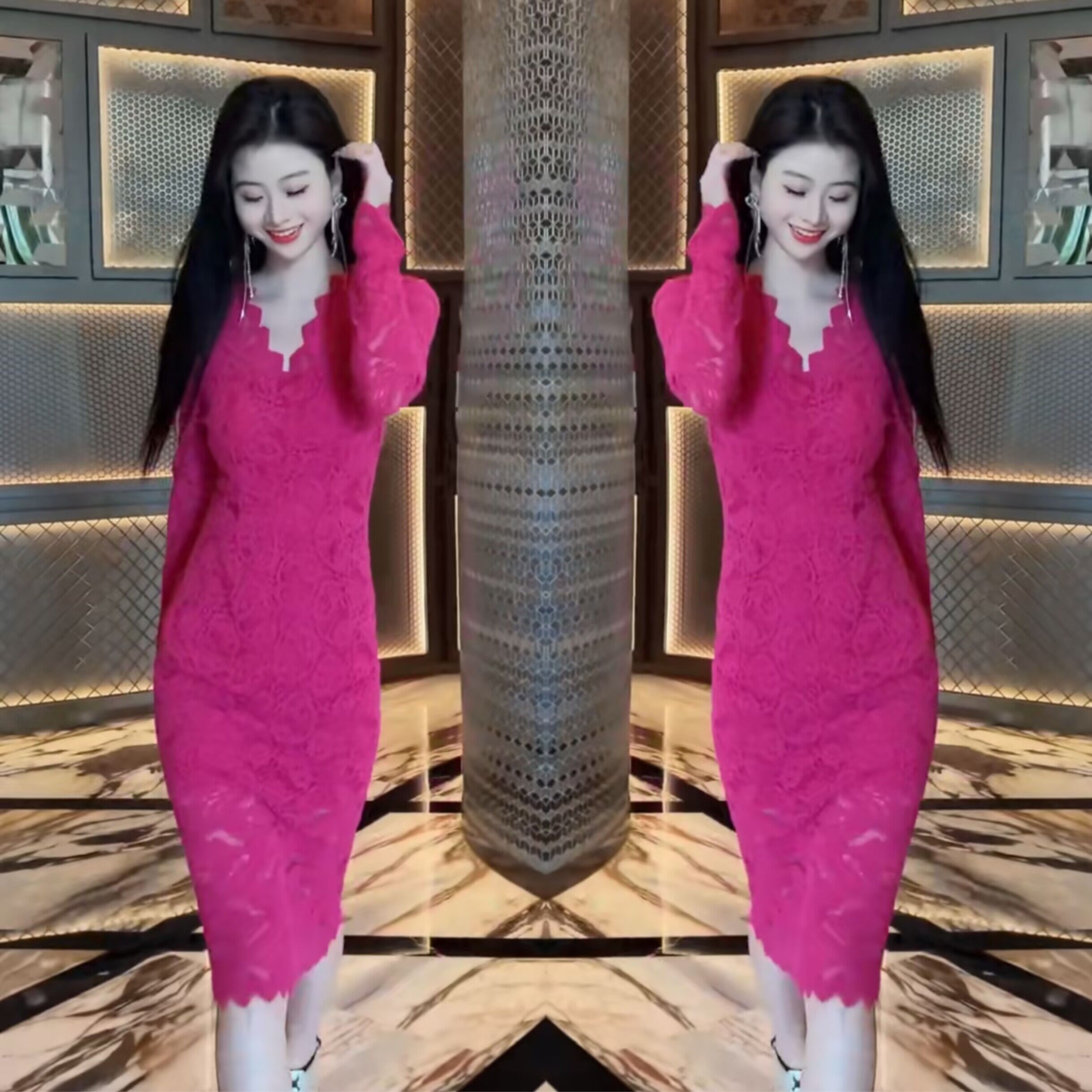 蕾丝减龄女神洋气高级包臀连衣裙