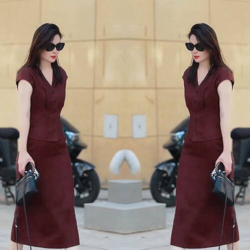 洋气减龄女神范套装裙上衣半身裙