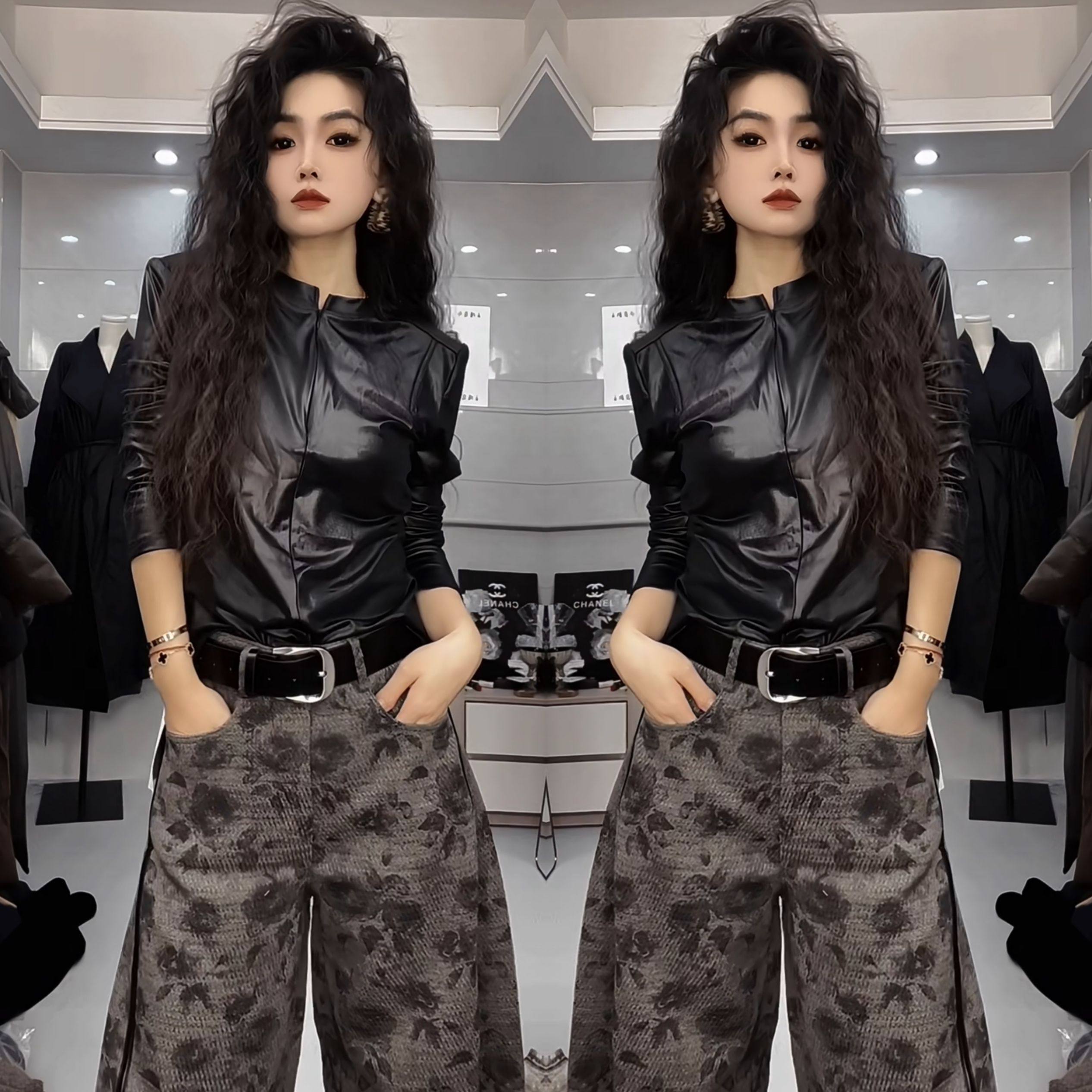 欧洲站韩版高级感冬季新款气质时尚修身长袖小衫上衣搭配印花裤子,女装/女士精品,时尚套装,淘宝优惠券,粉丝福利购,淘宝优惠卷