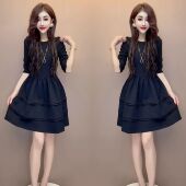 洋气收腰减龄法式 网红爆款 新款 秋季 女神范连衣裙潮 欧洲站气质时尚