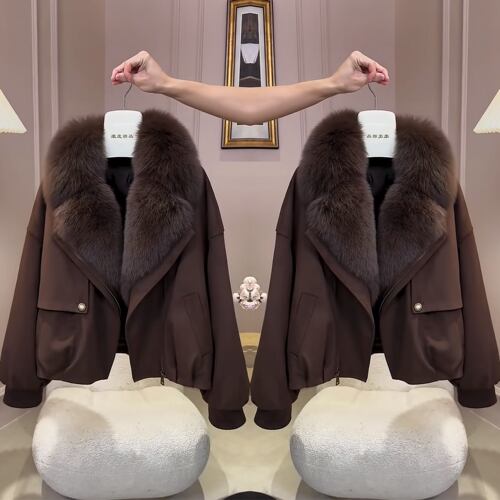 毛毛领拼接设计感百搭棉服外套
