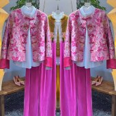 子 洋气盘扣提花外套搭配高腰裤 新中式 复古国风穿搭高级感秋冬新款