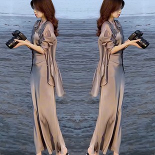 风高品质2024年夏季 显瘦吊带裙开衫 新款 裙精致修身 外套女 套装 法式