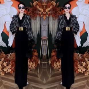 抖音爆款网红同款女装2024年春季新款时尚显瘦收腰灯笼袖连体衣裤