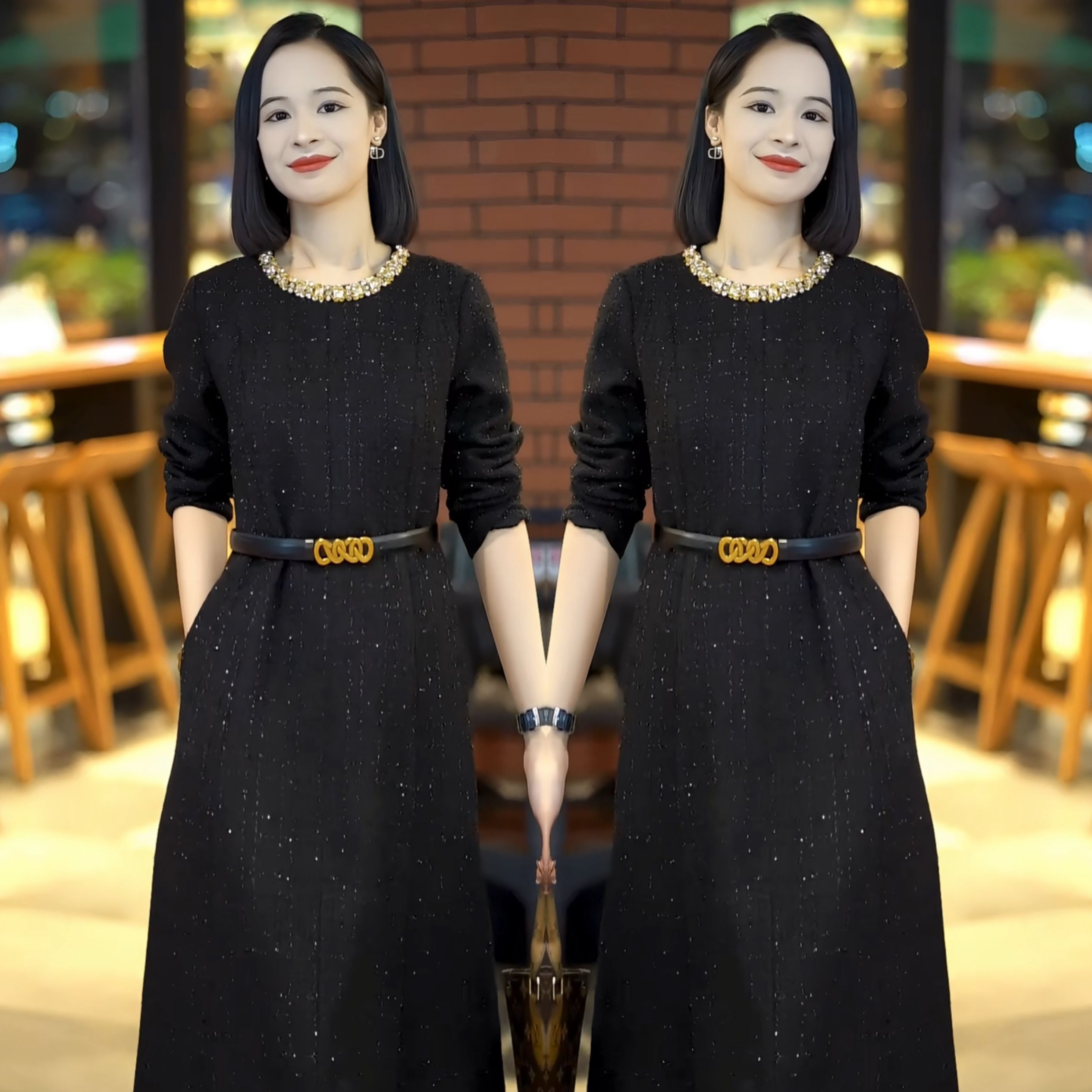 洋气遮肉显瘦小香风女士连衣裙