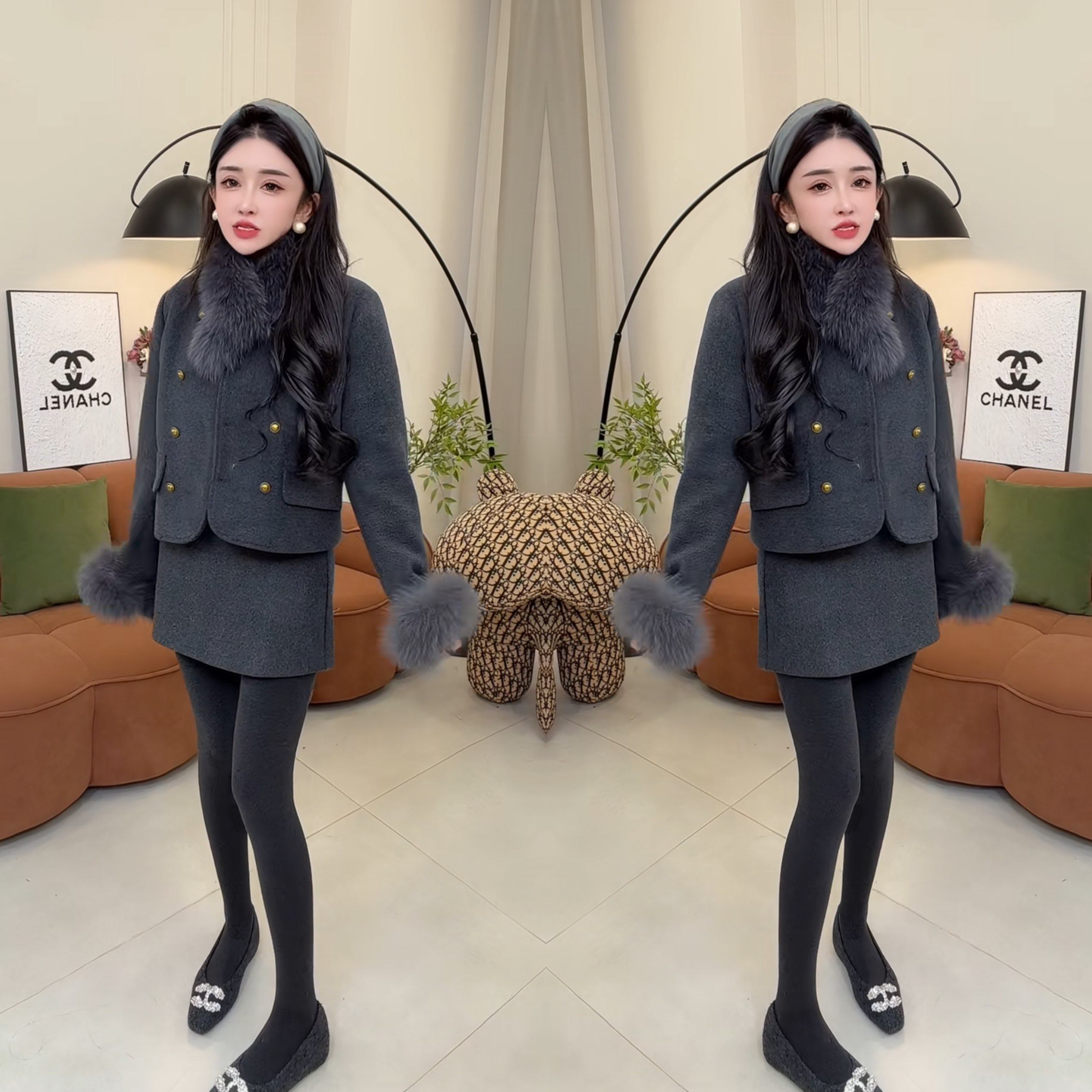 轻奢2025女装两件套洋气小香风时髦爆款毛毛袖子百搭外套搭配短裙,女装/女士精品,上衣,淘宝优惠券,粉丝福利购,淘宝优惠卷