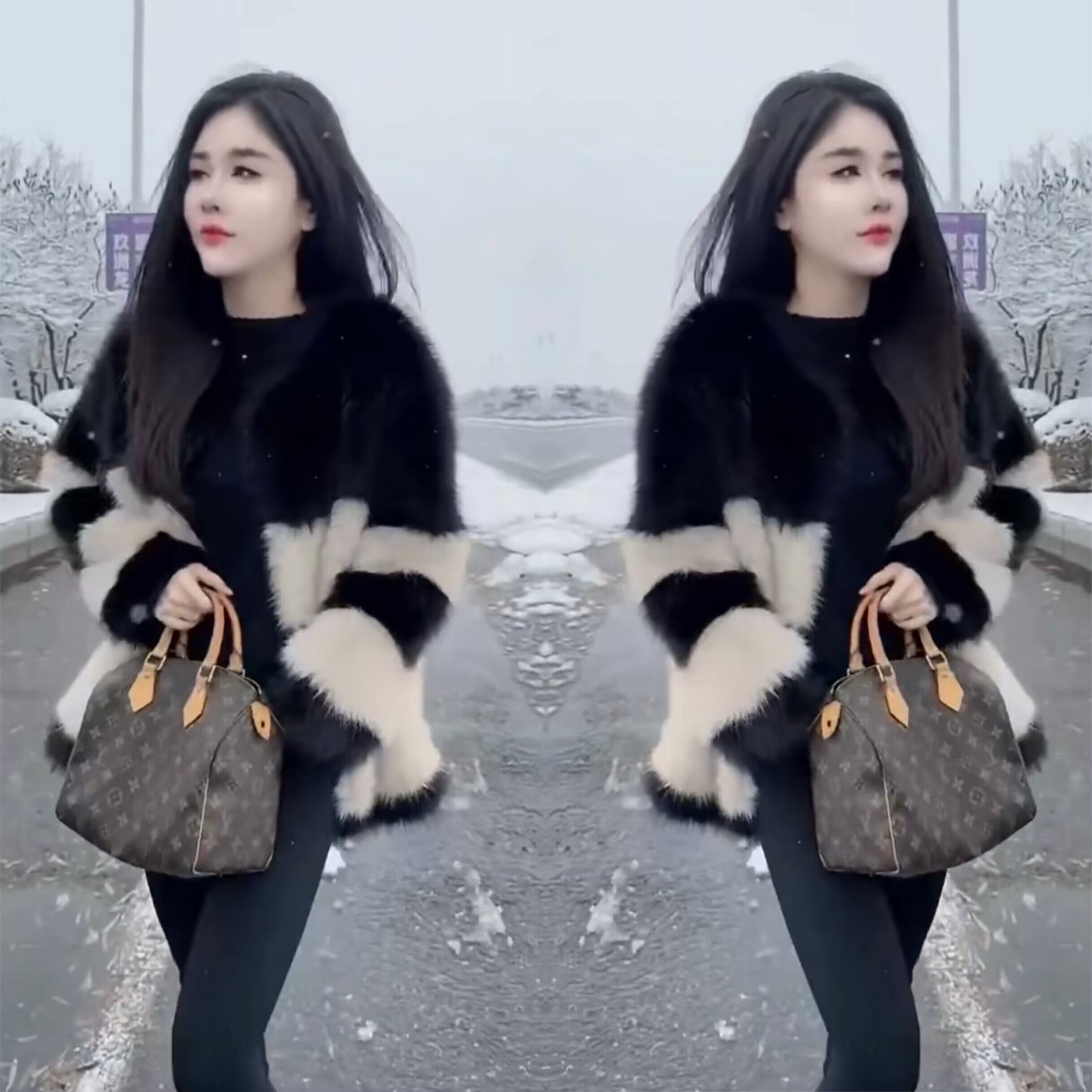 气质时尚百搭撞色毛毛长袖外套