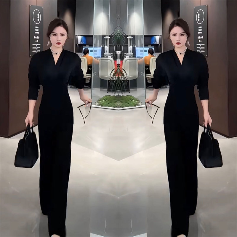 设计感爆款女装2023年春季新款时尚高端气质百搭长袖系带连体衣裤
