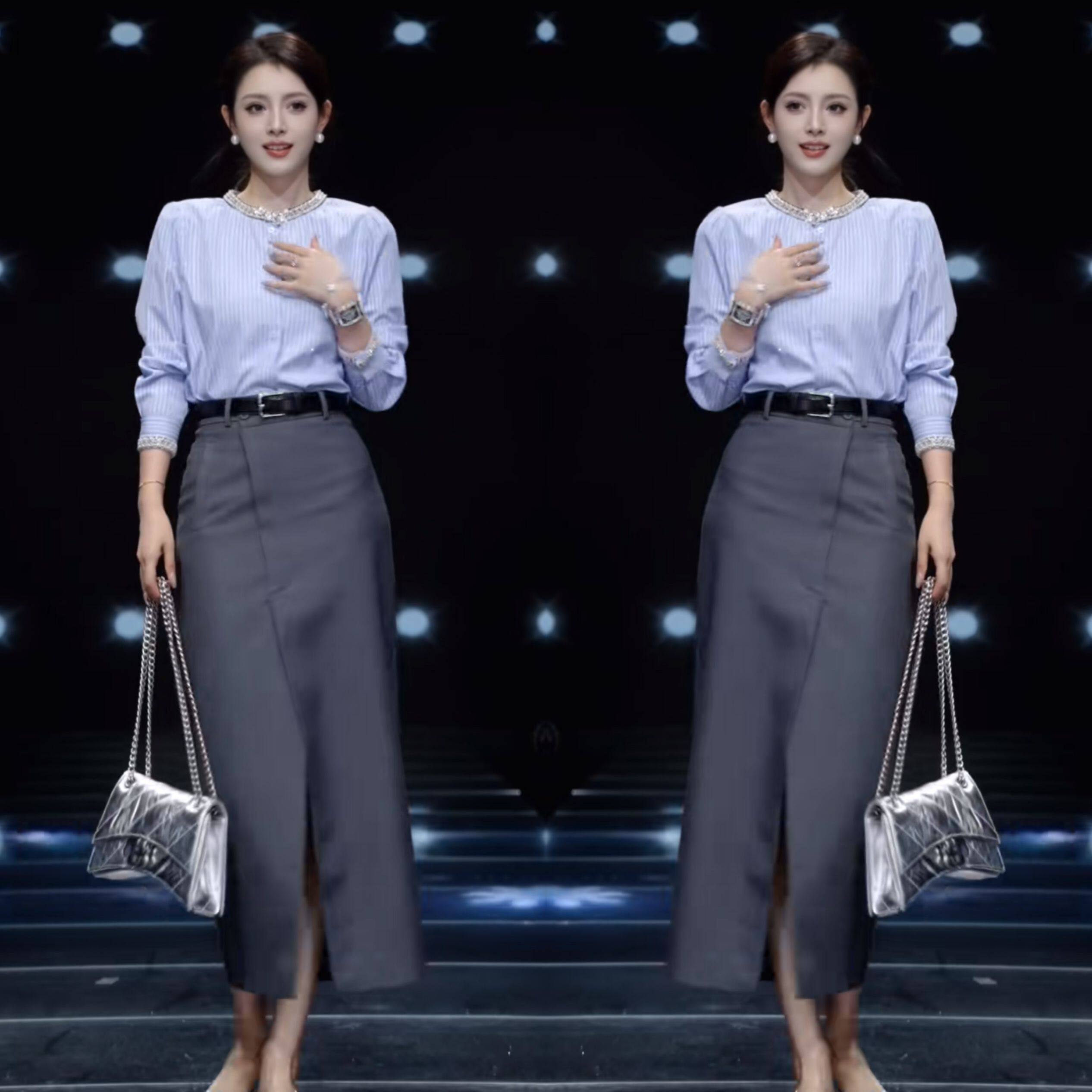 法式轻奢高级感韩版春季新款简约洋气长袖衬衫搭配高腰开叉半身裙,女装/女士精品,时尚套装,淘宝优惠券,粉丝福利购,淘宝优惠卷