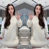 高品质爆款 宽松重工蕾丝花边连衣裙 洋气时尚 卫衣裙2023年冬季 新款