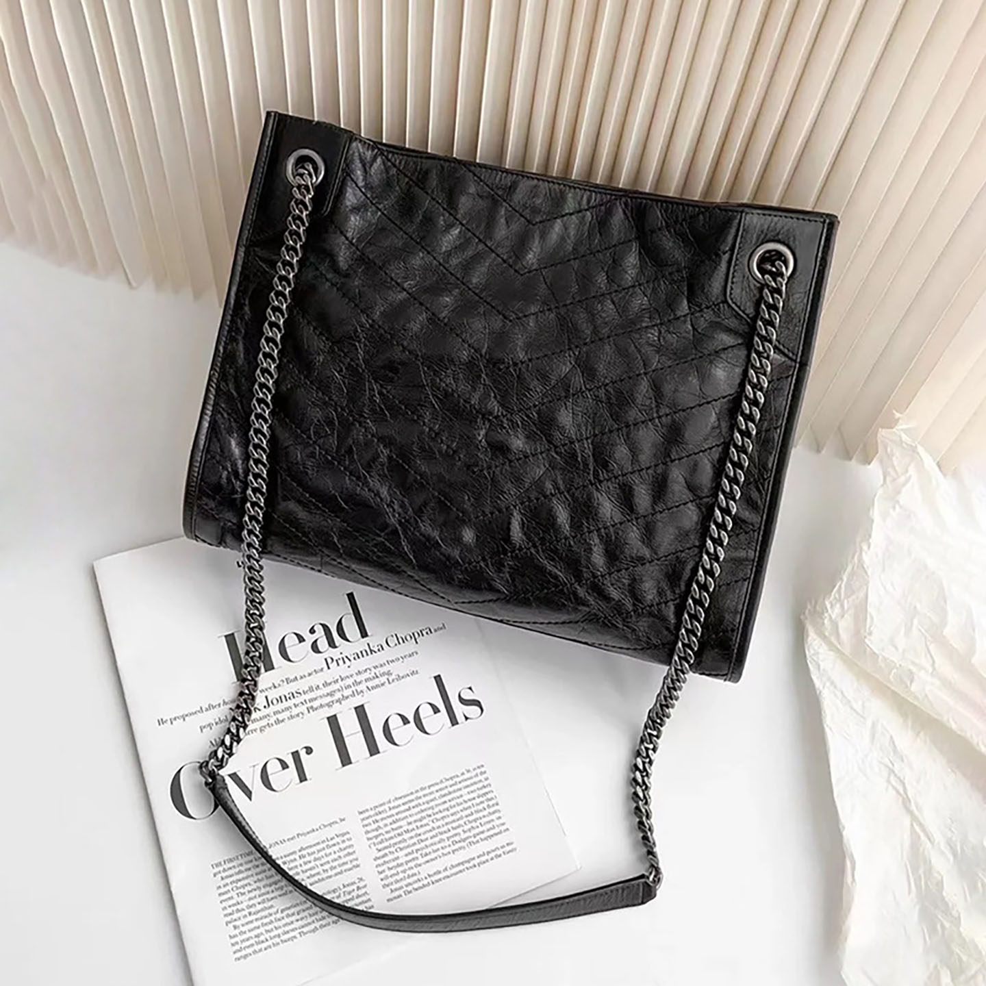 单肩斜挎包包高级感大容量2026牛皮流浪包通勤包链条女腋下托特包